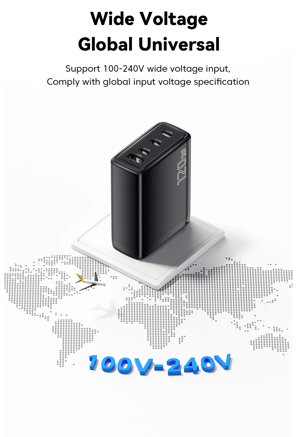 ESSAGER JT-G120B Series 120W PD3.0 QC4.0 GaN Charger USB C Fast Wall Charger