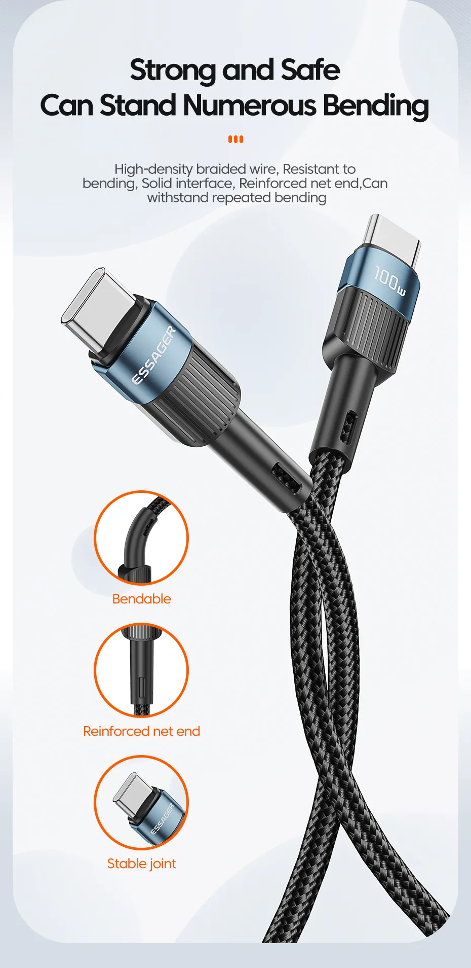 ESSAGER ES-X18 Series C-C 60W 100W Type USB C Charging Cable