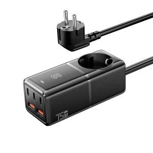 ESSAGER WL-Gan75-EU Series EU Plug USB A USB C GaN Charger Power Strip